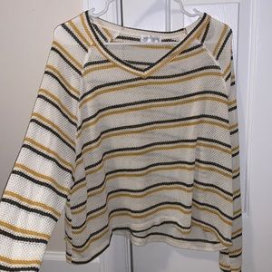 Vestique waffle knit striped long sleeve top